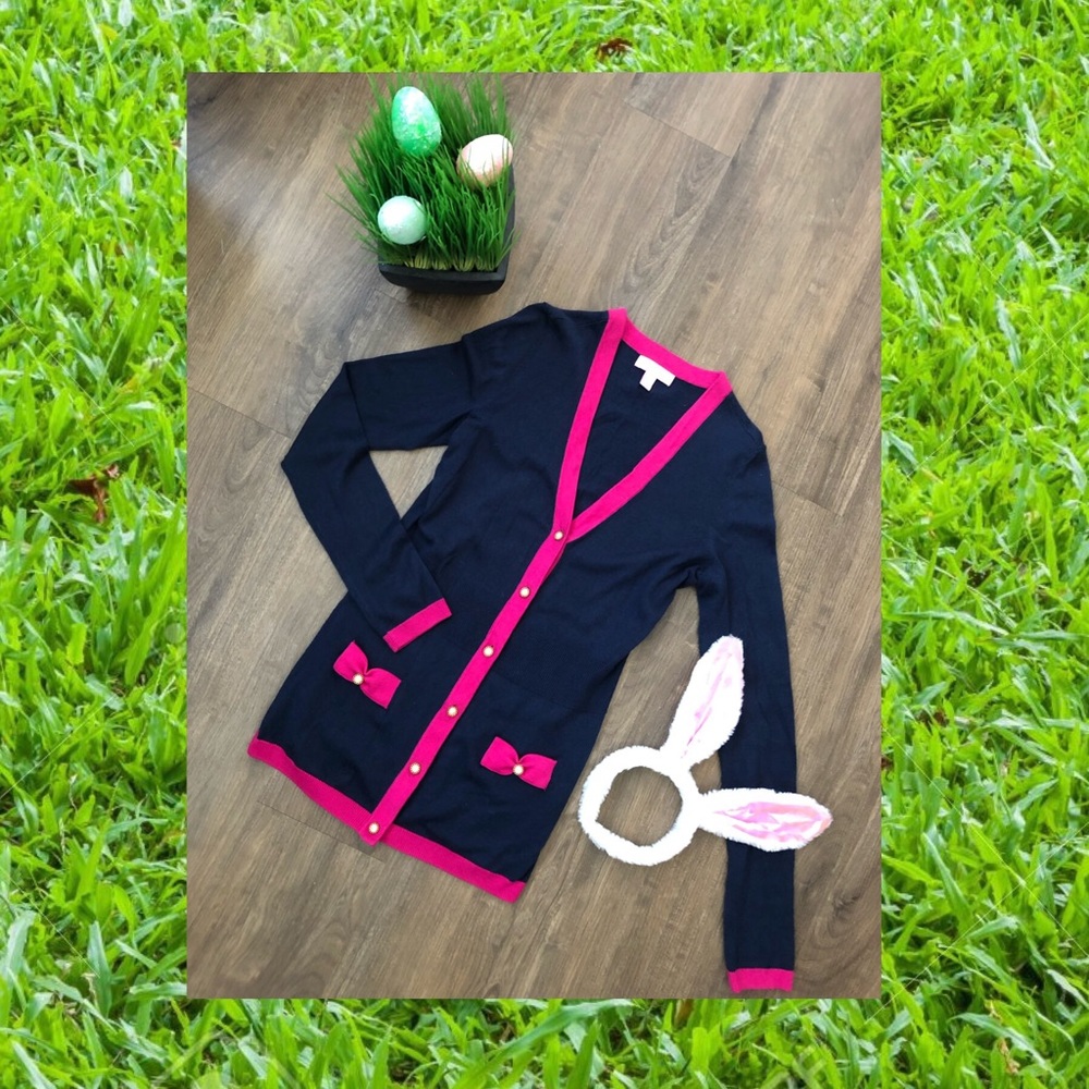 Adorb EUC navy pink 🎀 Lilly Pulitzer sweater Xs